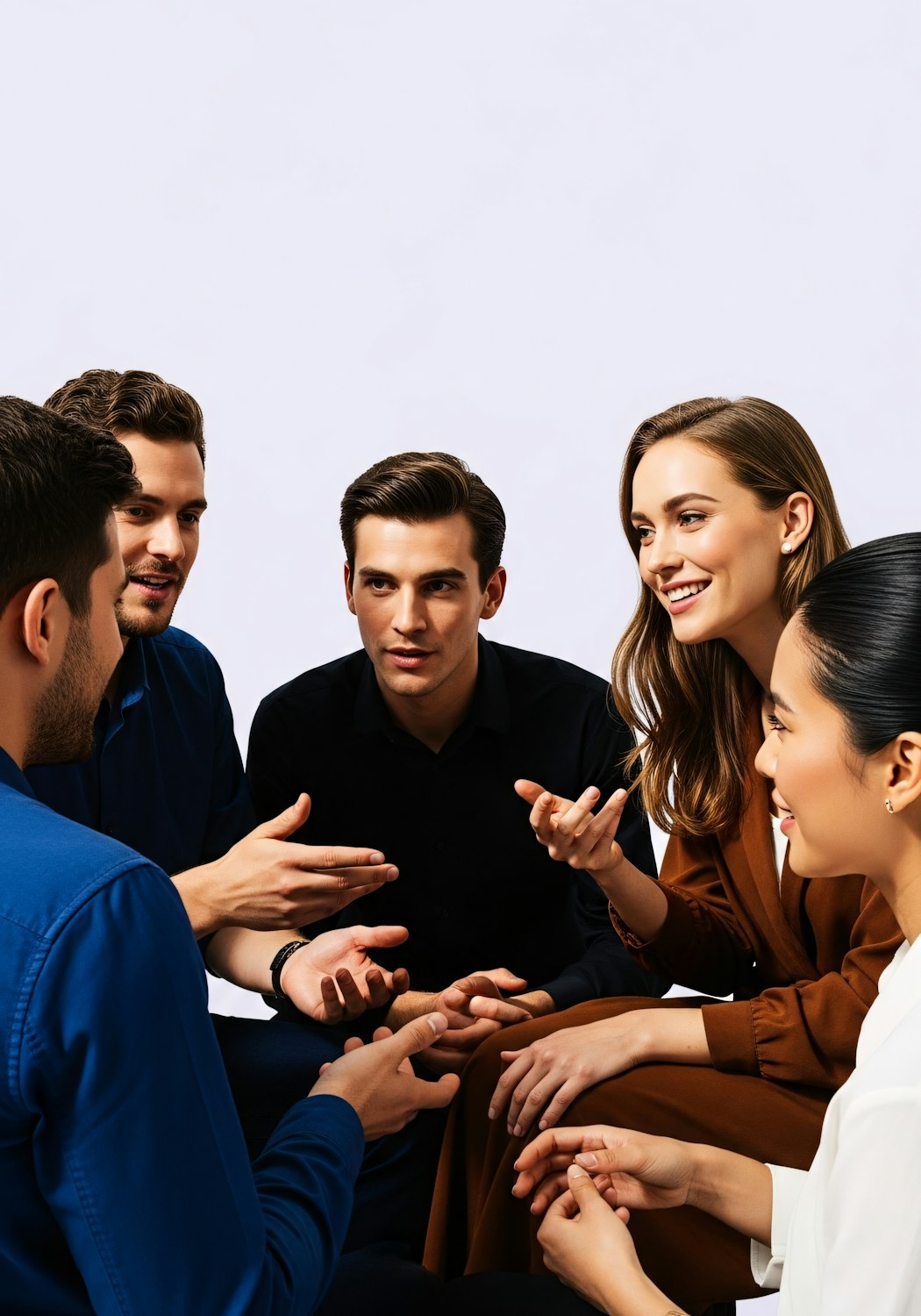 Small group meeting about online misinformation and moderation, illustrating weaponized dislikes.